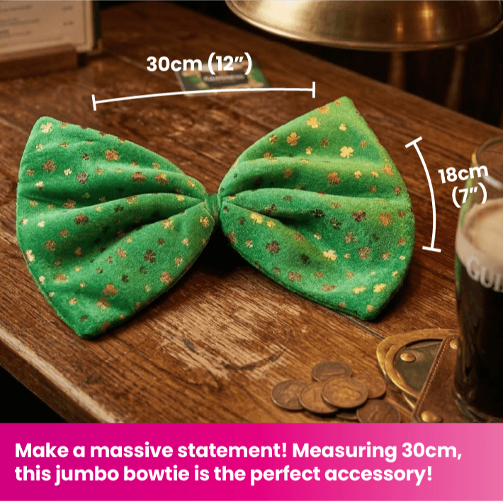 Giant Green Bowtie with Shamrock Detail