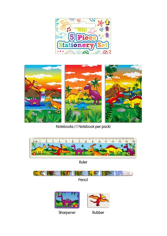 6 Dinosaur Stationery Sets