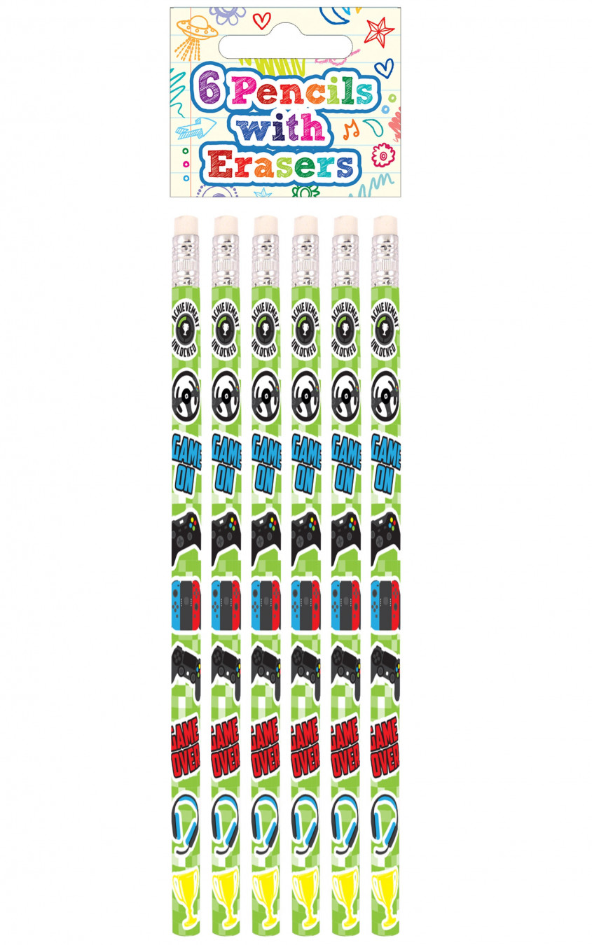 Fun Express Gamer Pencils - 24 Pack Video Game Controller Design Pencils For Party Favors, Classroom Rewards, And Gamer Gifts