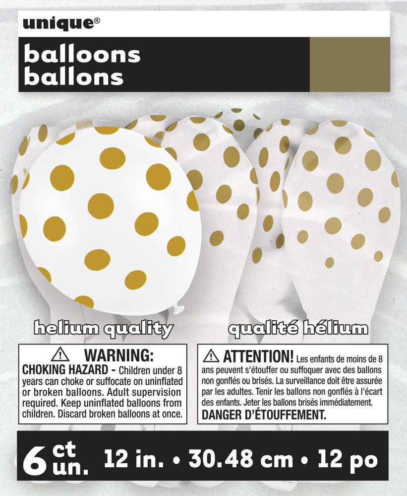 Click to view product details and reviews for 6 Gold Polka Dot Balloons.