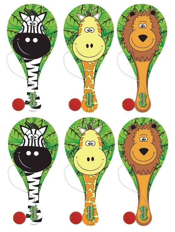 6 Jungle Wooden Paddle Bats
