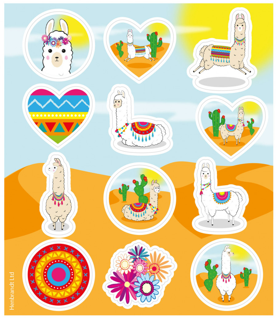 6 Llama Sticker Sheets