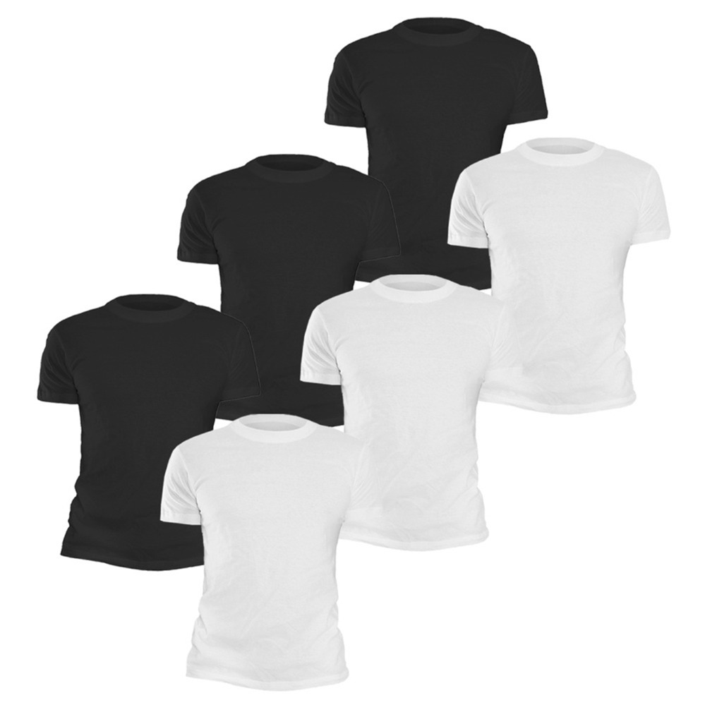 6 Pack Black & White Crew Neck T Shirts