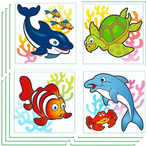 6 Sealife Temporary Glitter Tattoos