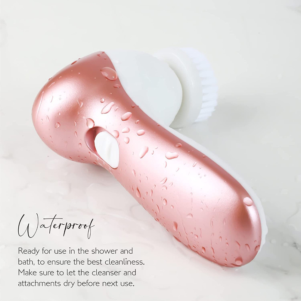 Electric Facial Cleanser - Compact and Lightweight Face Massager - Rose Gold