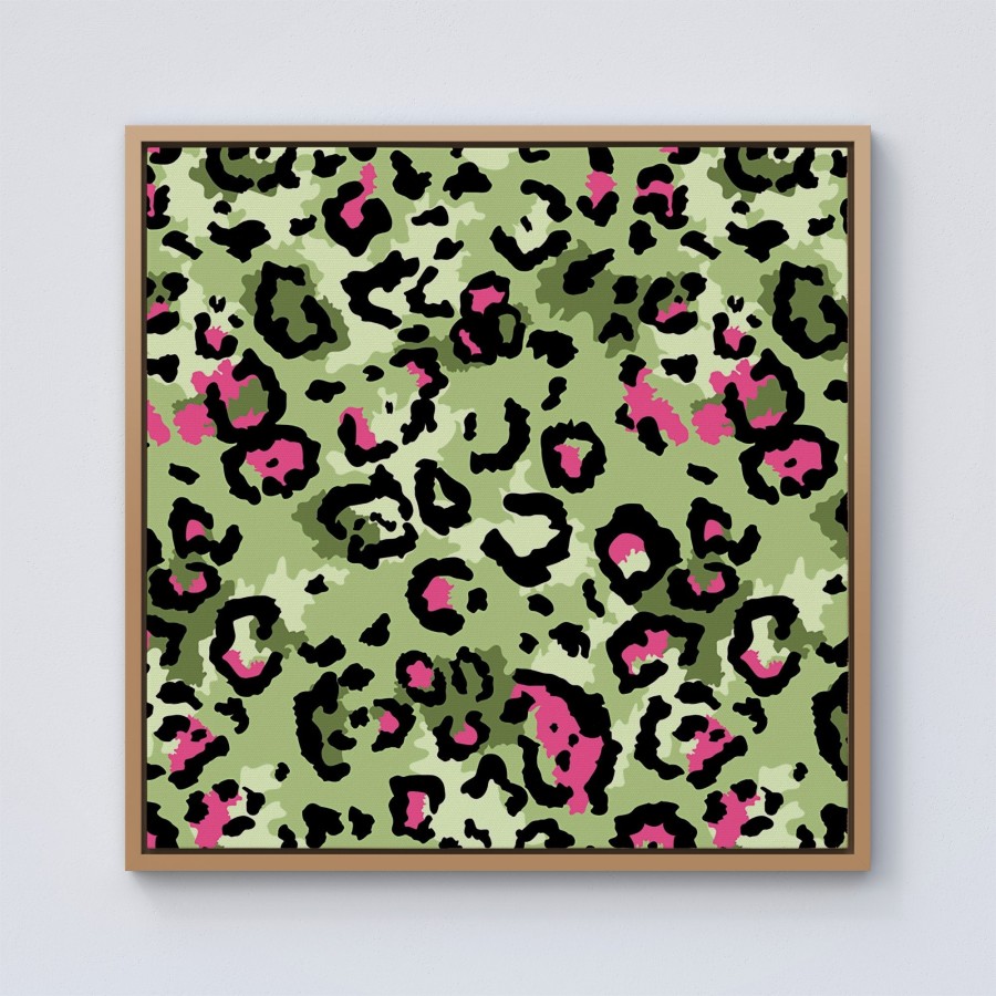 Click to view product details and reviews for Green And Pink Leopard Print Framed Canvas 10 X 10 Pine.