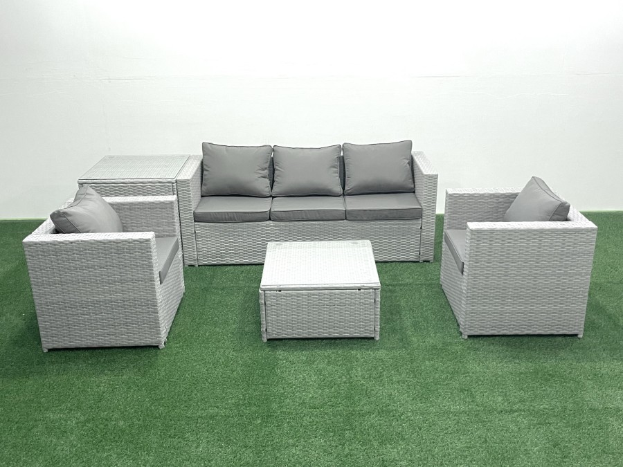 Click to view product details and reviews for Fimous 5 Seater Rattan Garden Furniture Set With 3 Seater Sofa 2 Chair Square Coffee Table Side Table Light Grey Mixed. Click to view product details and reviews for Fimous 5 Seater Rattan Garden Furniture Set With 3 Seater Sofa 2 Chair Square Coffee Table Side Table Light Grey Mixed.