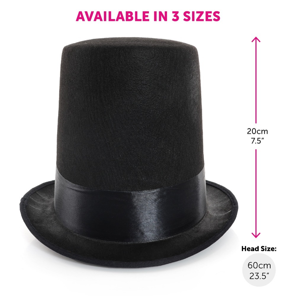 Adults 60cm Black Top Hat
