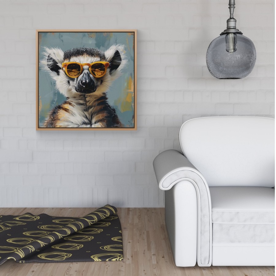 Click to view product details and reviews for Lemur In Glasses Framed Canvas 30 X 30 White.
