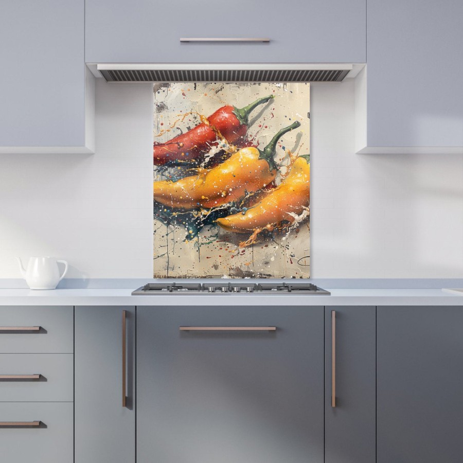 Click to view product details and reviews for Vivid Burst Pepper Splash Kitchen Splashback W600mm X H750mm.