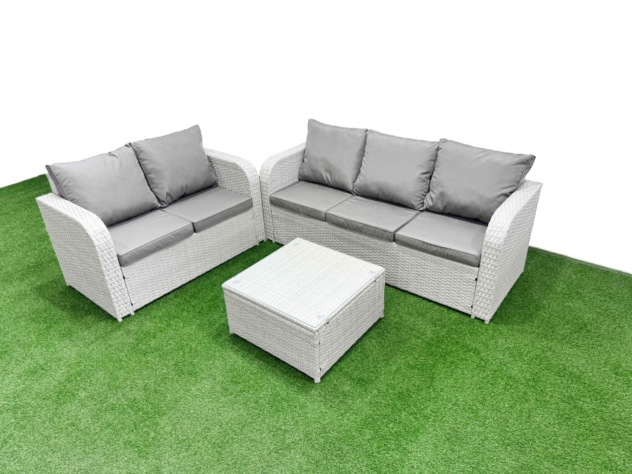 Click to view product details and reviews for Fimous 5 Seater Pe Rattan Wicker Garden Furniture Patio Conservatory Sofa Set With Square Coffee Table 3 Seater Sofa Love Sofa.