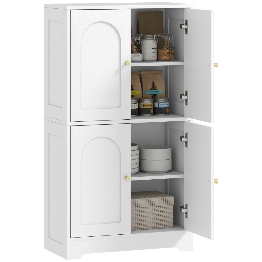 Click to view product details and reviews for Homcom 110cm Kitchen Cupboard Freestanding Kitchen Storage Cabinet With 4 Arched Doors And 2 Adjustable Shelves Modern Pantry Cupboard For Dining Ro.