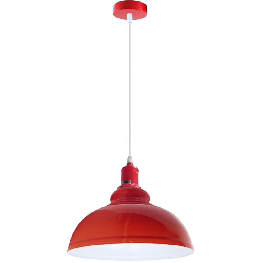 Ledsone Red Retro Bedroom And Kitchen Pendant Light Shades~1435 - 29Cm Curvy - No