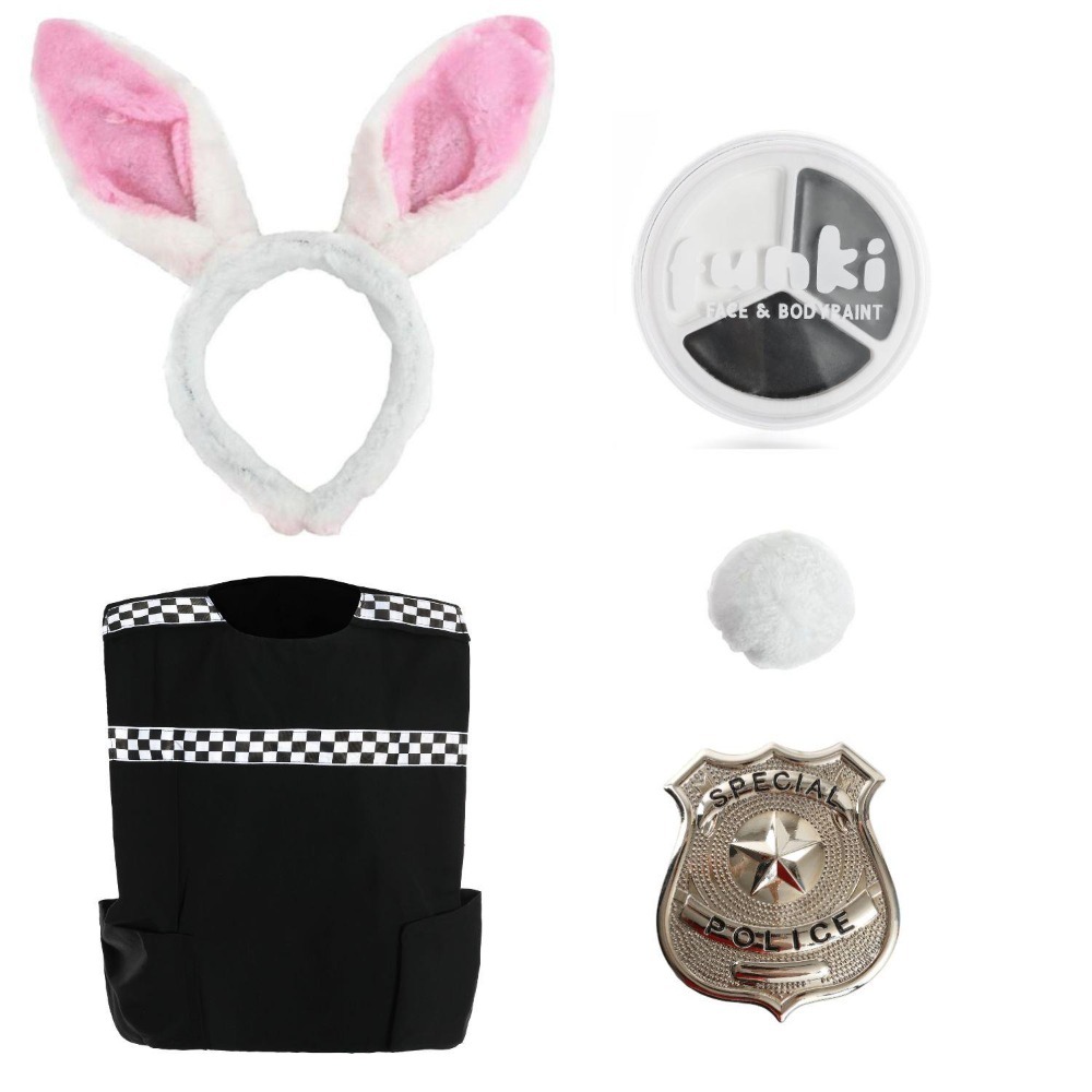 Click to view product details and reviews for Childs Judy Rabbit Costume 5 Pcs Bunny Ears Tail Police Vest Badge Face Paint Small.