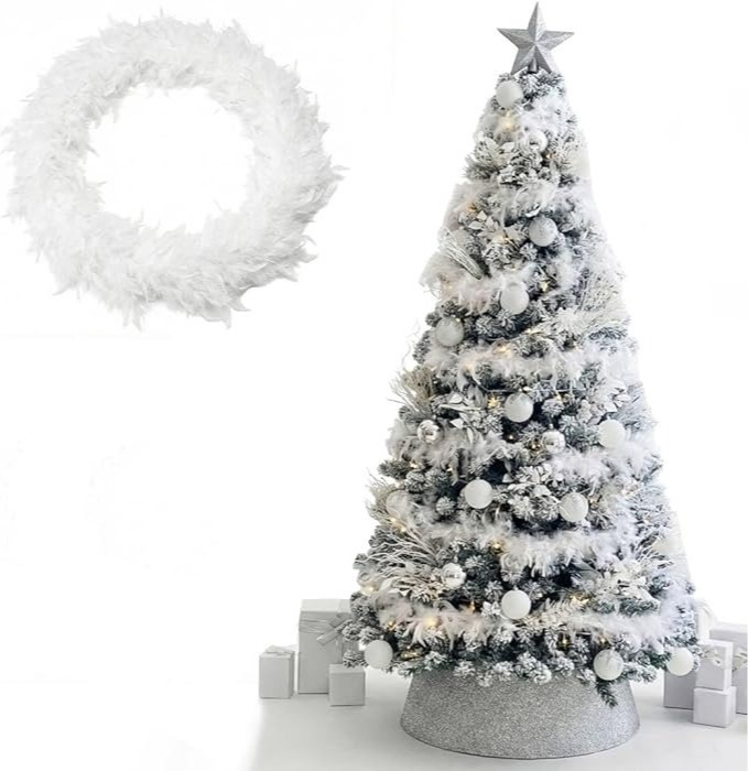 Click to view product details and reviews for White Feather Boa Christmas Tree Decoration Fluffy Festive Feather Tinsel Pack Of 1.