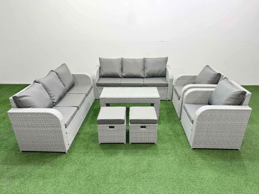 Click to view product details and reviews for Fimous Pe Rattan High Back Lounge Sofa Set Patio Oblong Coffee Table Chairs Set With 3 Seater Sofa Reclining Chair Stools Light Grey. Click to view product details and reviews for Fimous Pe Rattan High Back Lounge Sofa Set Patio Oblong Coffee Table Chairs Set With 3 Seater Sofa Reclining Chair Stools Light Grey.