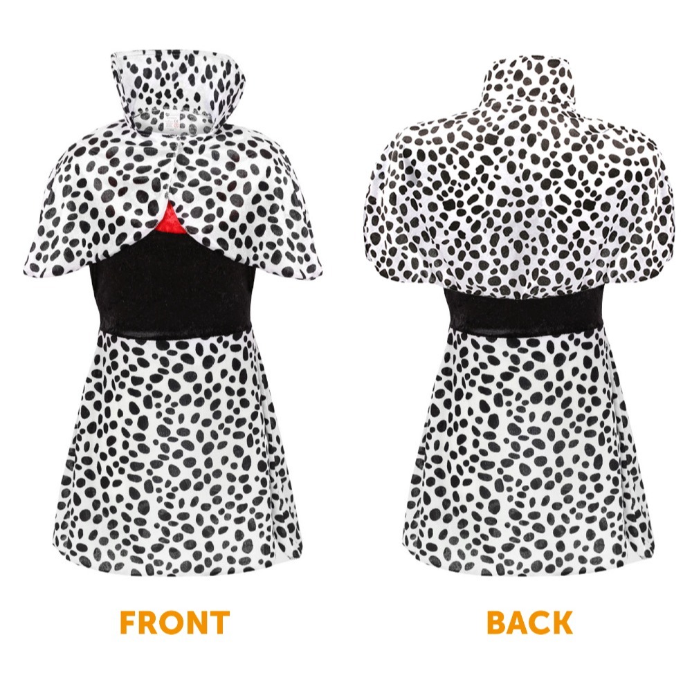 Child's Evil Dog Lady Costume - Gloves, Wig & Dalmatian Dog