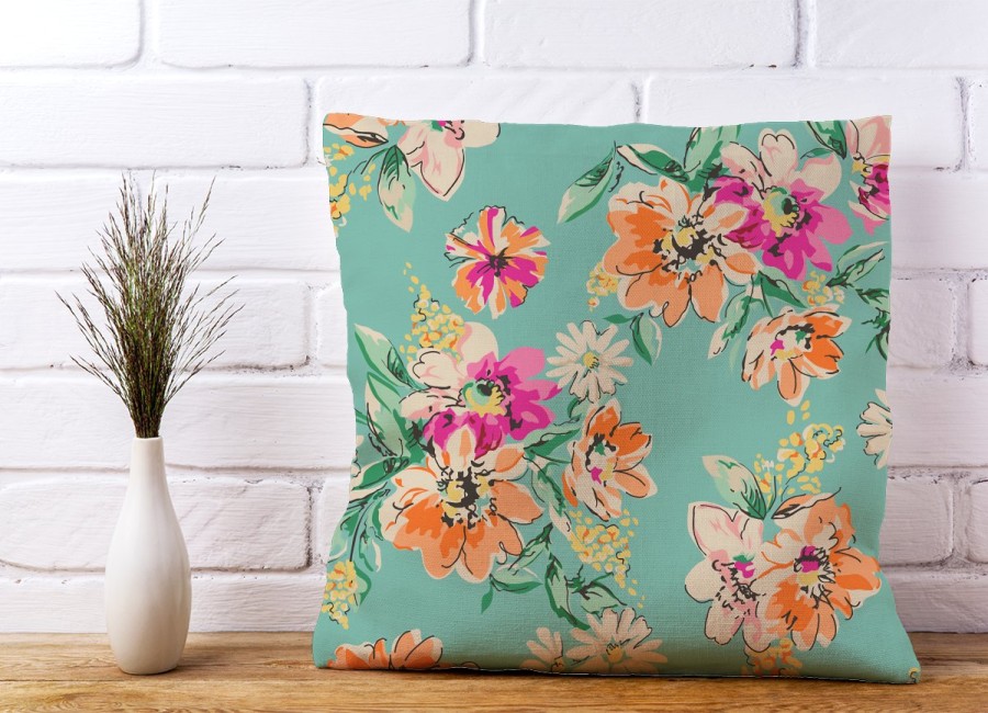 Warren Reed Bright Flower Sketch Cushions - 60Cm X 60Cm