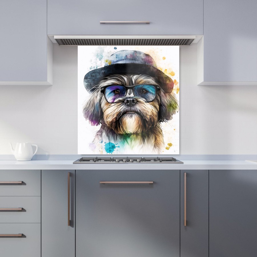 Click to view product details and reviews for Lhasa Apso Dog With Glasses Splashart Kitchen Splashback W700mm X H650mm.