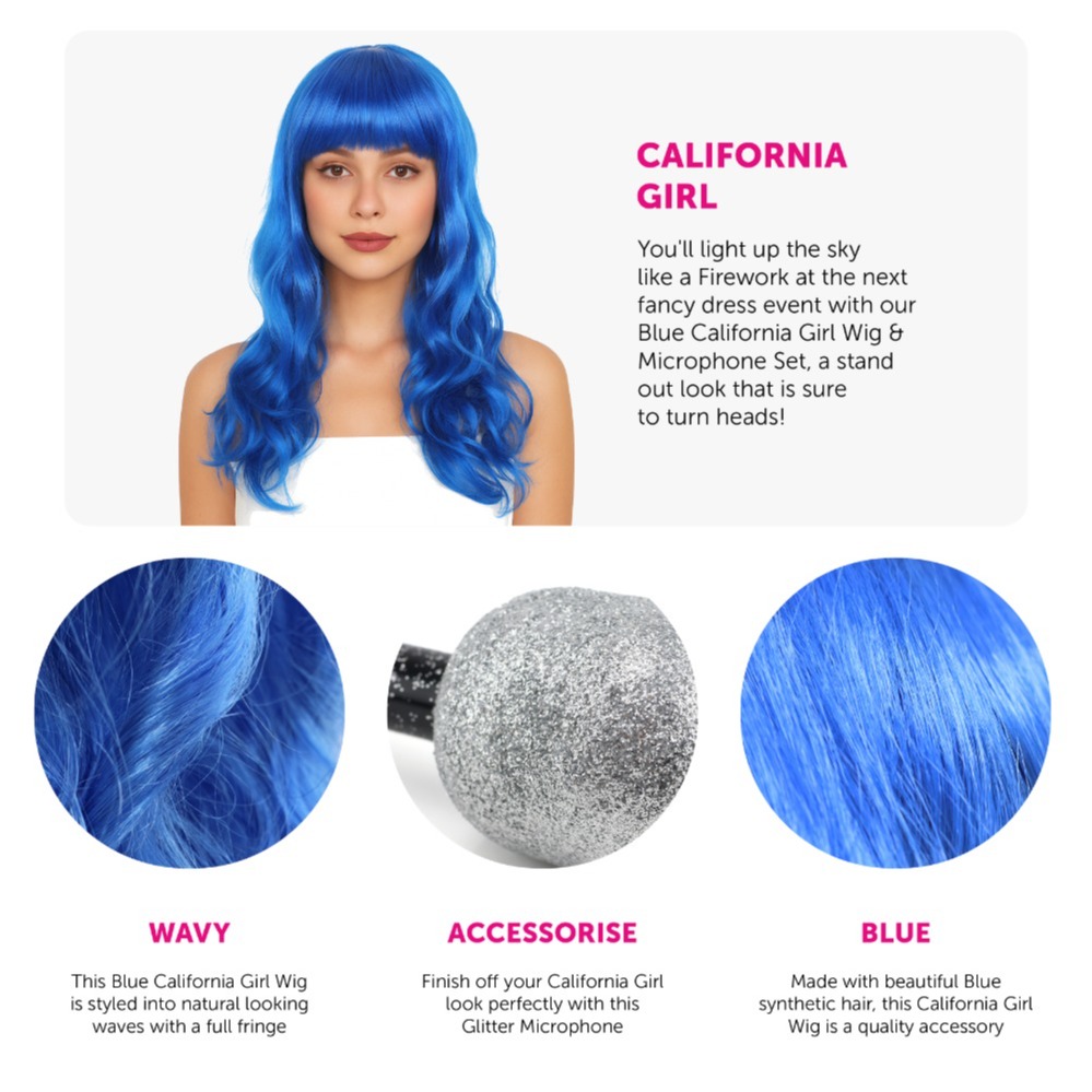 California Girl Accessory Set - Wig & Microphone
