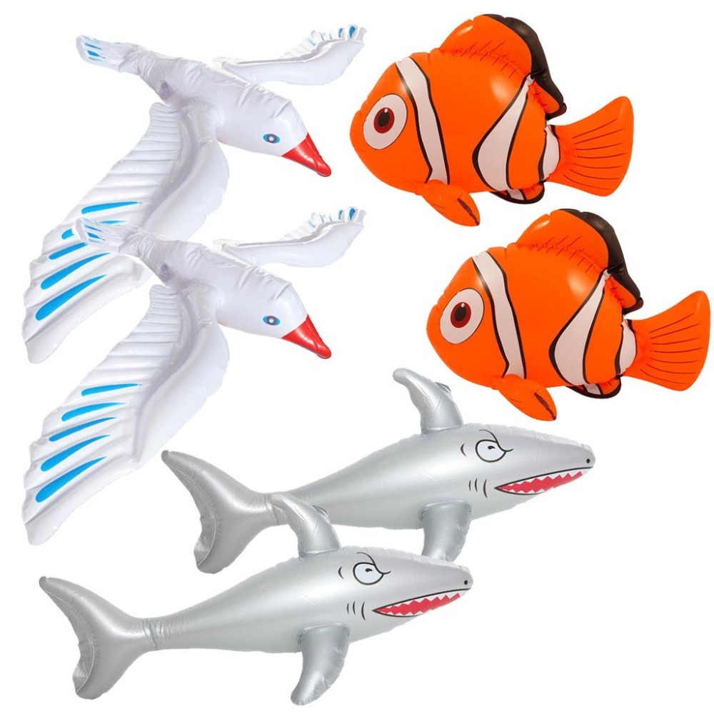 Click to view product details and reviews for Seaside Inflatable Set 6 Pcs Seagull Shark Clownfish.
