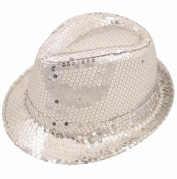 Click to view product details and reviews for Silver Sequin Trilby Hats.