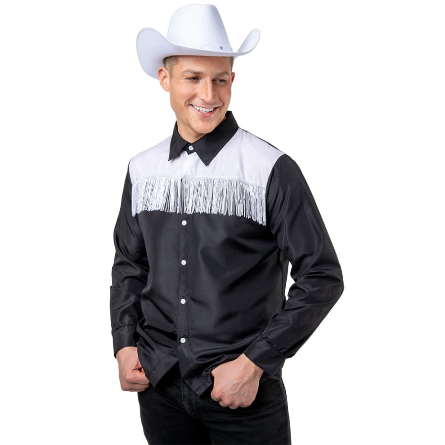Click to view product details and reviews for Adults Cowboy Shirts Black And White Large.