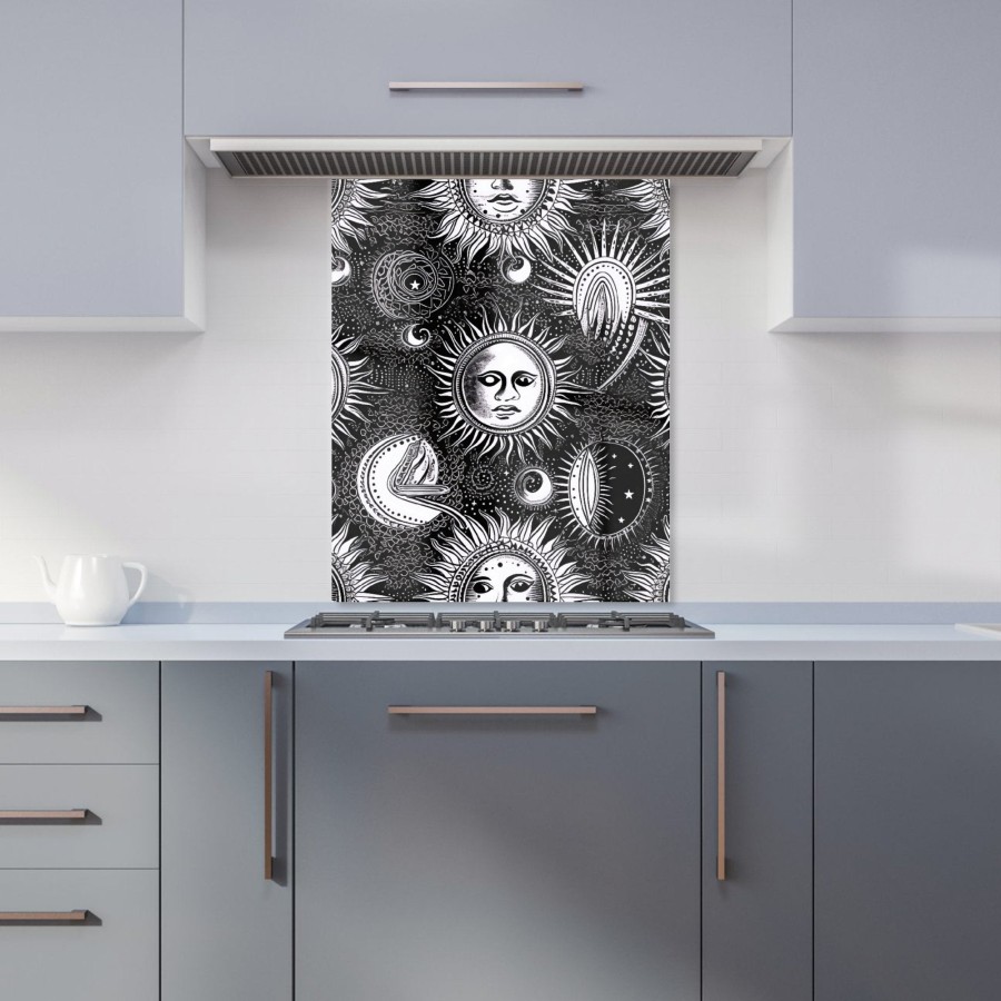 Click to view product details and reviews for Moon And Sun Black White Kitchen Splashback W600mm X H750mm.