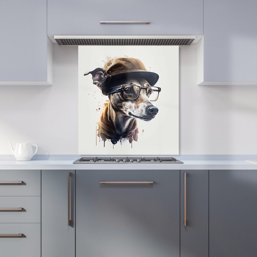 Click to view product details and reviews for Whippet Dog With Glasses Splashart Kitchen Splashback W600mm X H650mm.