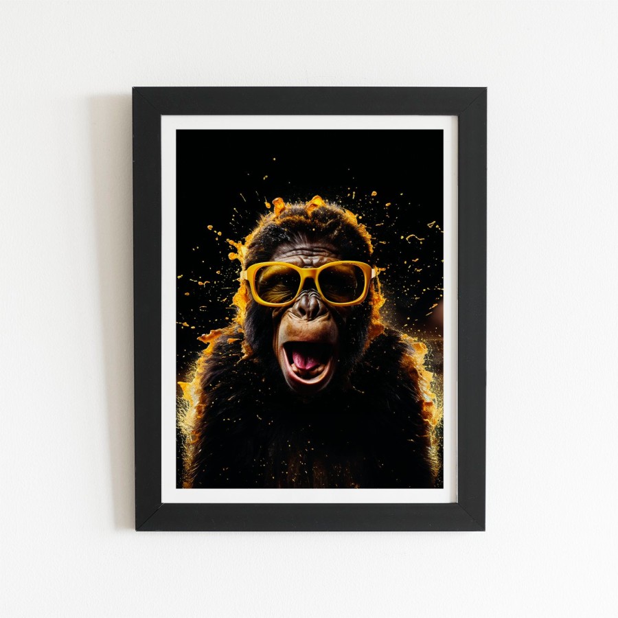 Click to view product details and reviews for Splashart Monkey Face With Yellow Glasses Art Prints 8 X 10 Black Frame.