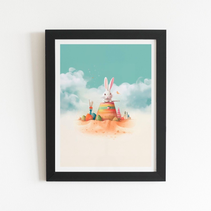 Click to view product details and reviews for White Rabbit On A Beach Holiday Art Prints 8 X 10 Black Frame.