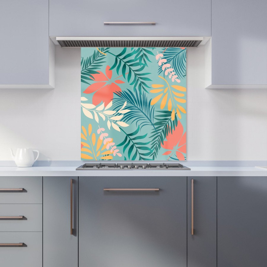 Click to view product details and reviews for Abstract Bright Colorful Tropical Leaves Kitchen Splashback W700mm X H750mm.