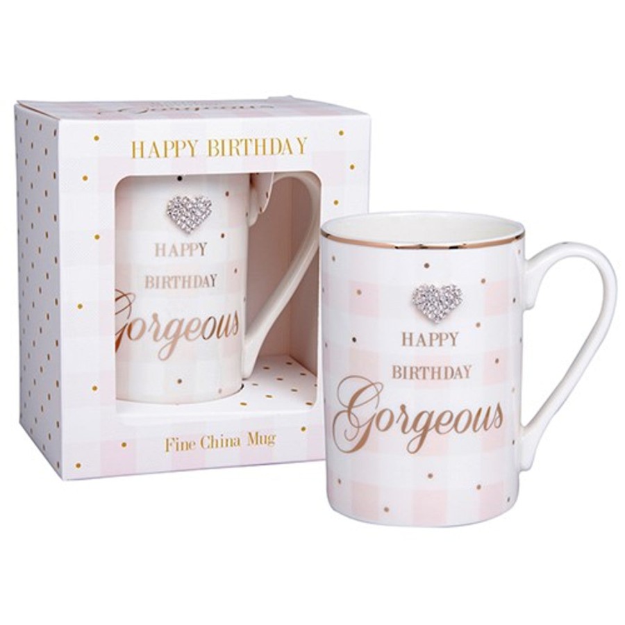 Click to view product details and reviews for Mad Dots Happy Birthday Gorgeous Boxed Gift Mug Striped With Diamante Heart.