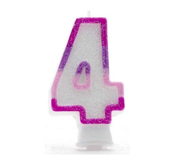 Click to view product details and reviews for Pink Coloured Number 4 Candle.
