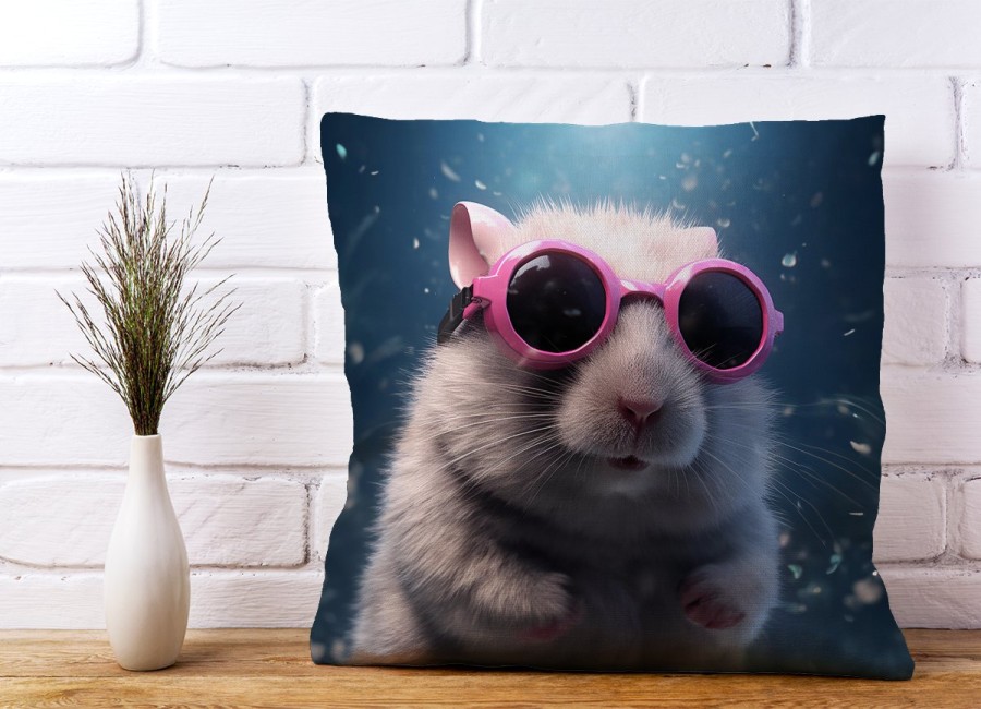 Click to view product details and reviews for Splashart Doormouse With Pink Glasses Cushions 60cm X 60cm.