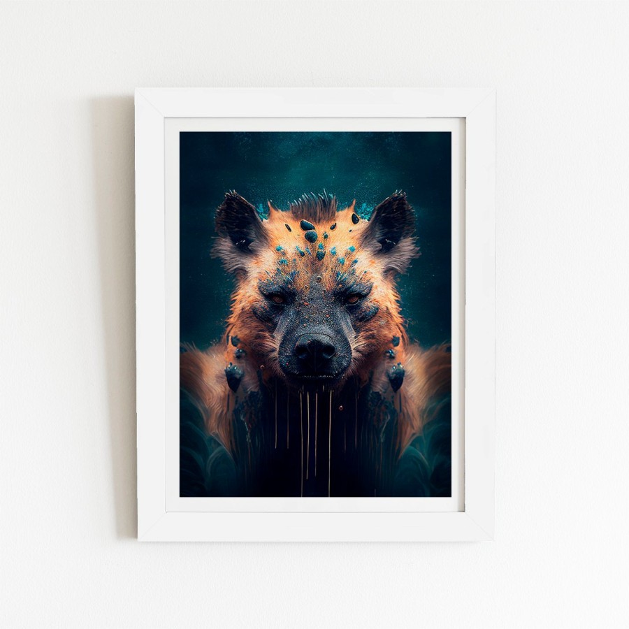 Click to view product details and reviews for Hyena Face Splashart Dark Background Art Prints 24 X 36 Black Frame.