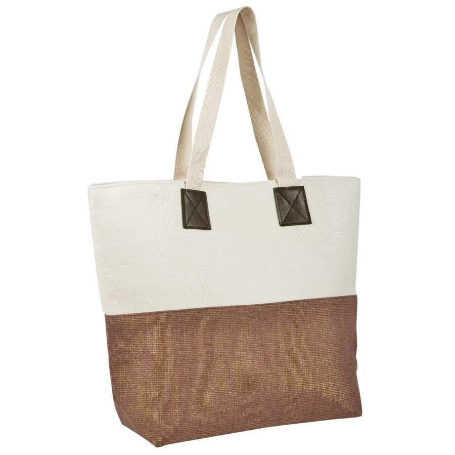 Click to view product details and reviews for Womens Shimmer Canvas Beach Shoulder Shopping Bag Tote Chocolate.