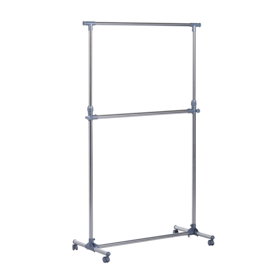 Homcom Garment Rail Adjustable Portable Clothes Hanging Stand Rack Wheels