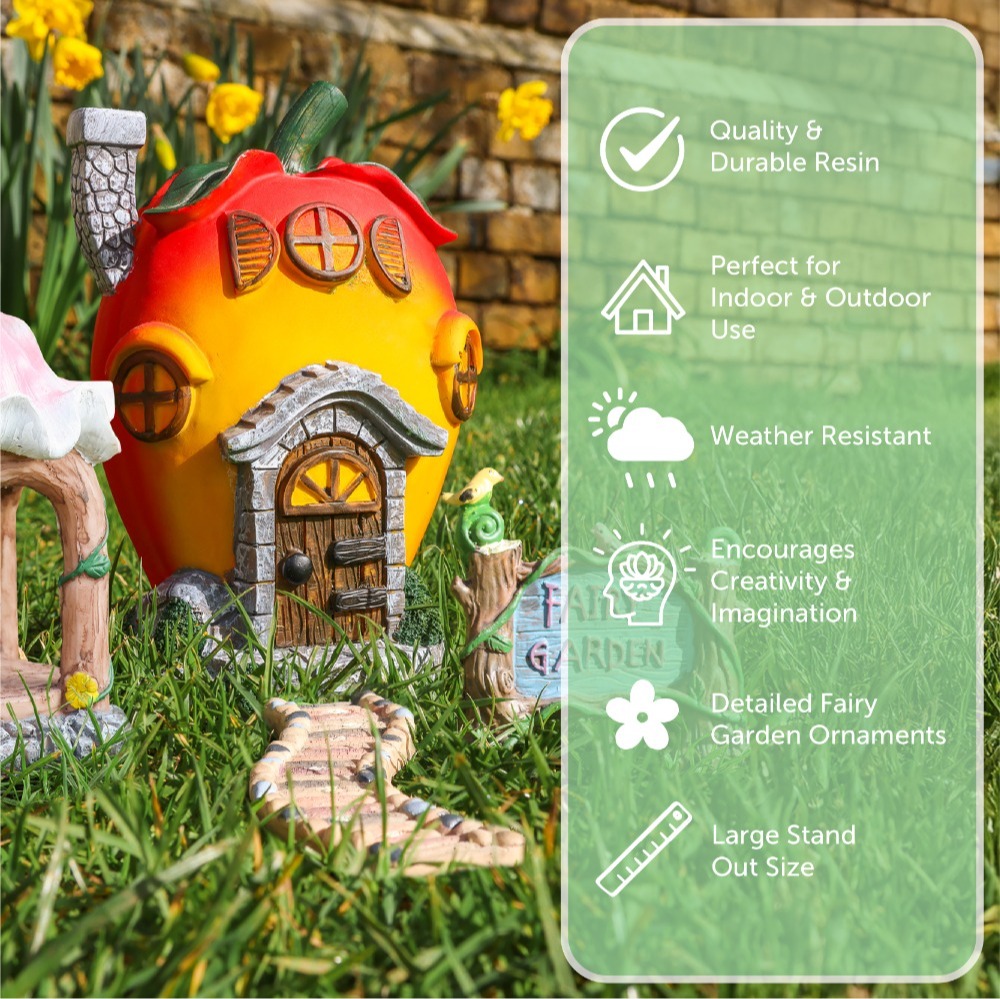 Apple Apartment 13 x 8 x 20cm - Secret Fairy Garden Resin Decorations