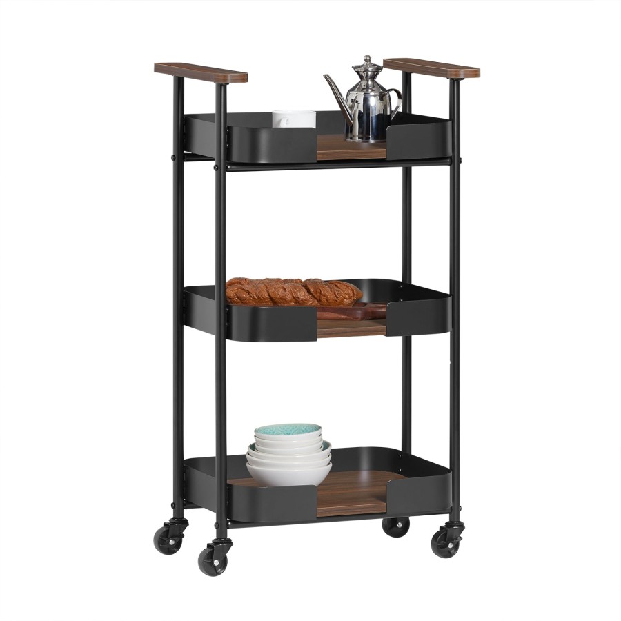 Click to view product details and reviews for Sobuy Svw23 Sch 3 Tiers Kitchen Trolley Serving Trolley With 2 Handles Vintage Black And Brown.