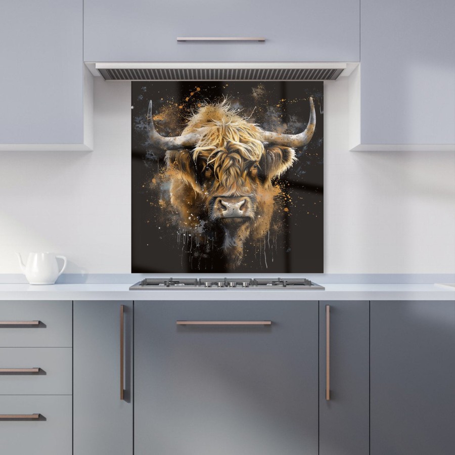 Click to view product details and reviews for Bronze Splashart Highland Cow Kitchen Splashback W600mm X H600mm.