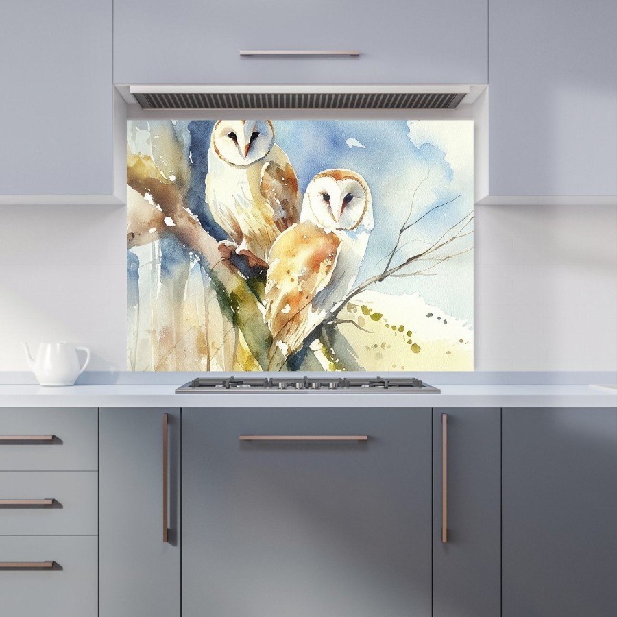 Click to view product details and reviews for Barn Owls Watercolour Kitchen Splashback W595mm X H745mm.