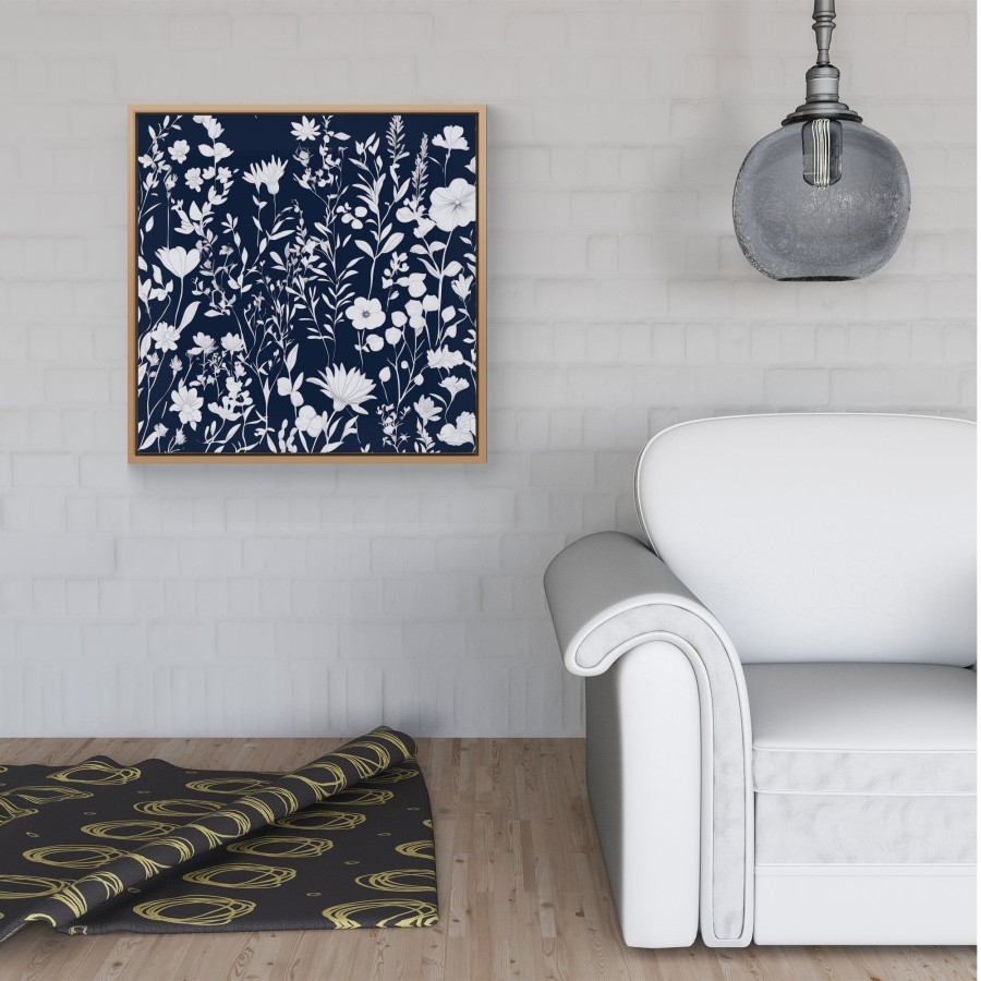Click to view product details and reviews for Blue And White Floral Silhouette Framed Canvas 16 X 16 Pine.