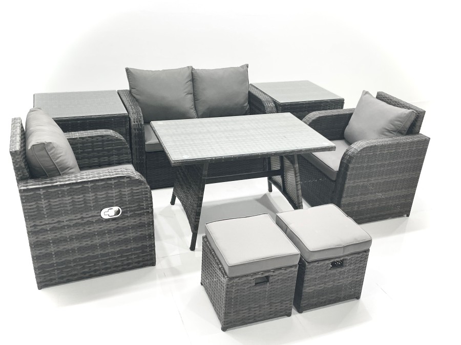 Click to view product details and reviews for Fimous Outdoor Garden Furniture Set Rattan Sofa Dining Table Set With Reclining Chair 2 Small Footstool 2 Side Table Dark Grey Mixed. Click to view product details and reviews for Fimous Outdoor Garden Furniture Set Rattan Sofa Dining Table Set With Reclining Chair 2 Small Footstool 2 Side Table Dark Grey Mixed.