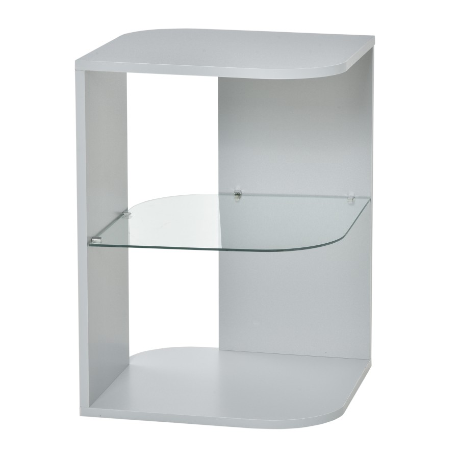 Click to view product details and reviews for Homcom Modern Side Table Three Layer Bedside Table Nightstand With 2 Storage Shelves For Living Room Bedroom Grey.