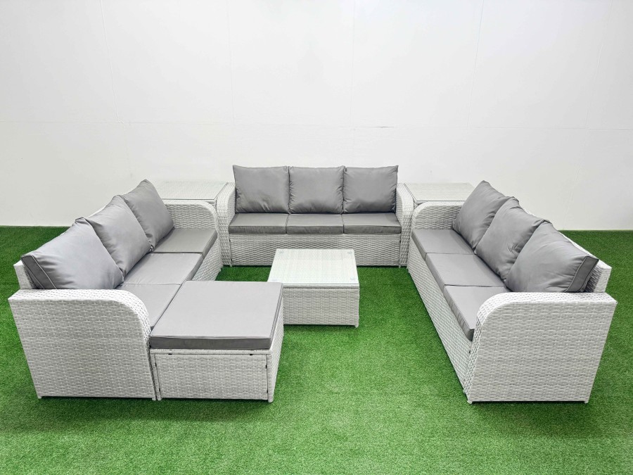 Click to view product details and reviews for Fimous Pe Rattan Lounge Sofa Set 10 Seater Outdoor Garden Furniture Set With Square Coffee Table 3 Seater Sofa Big Footstool 2 Side Table Light Grey. Click to view product details and reviews for Fimous Pe Rattan Lounge Sofa Set 10 Seater Outdoor Garden Furniture Set With Square Coffee Table 3 Seater Sofa Big Footstool 2 Side Table Light Grey.