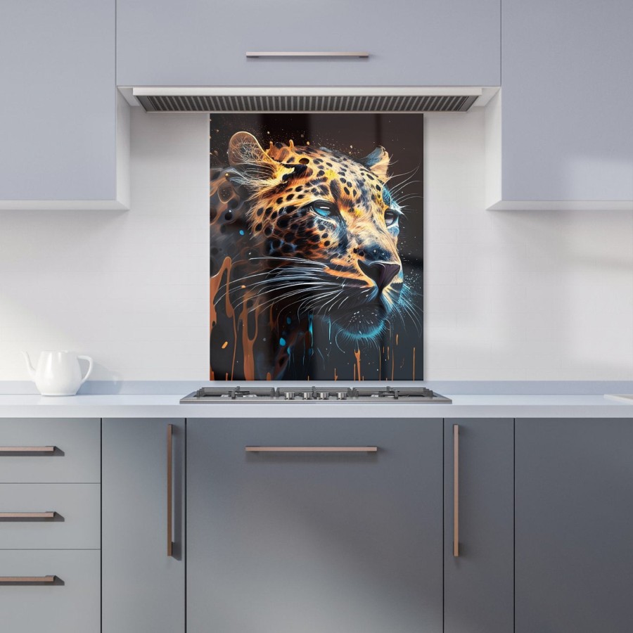 Click to view product details and reviews for Leapoard Face Splashart Dark Background Kitchen Splashback W600mm X H750mm.