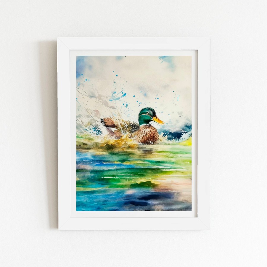 Click to view product details and reviews for Splashing Mallard Watercolour Art Prints 12 X 16 Black Frame.