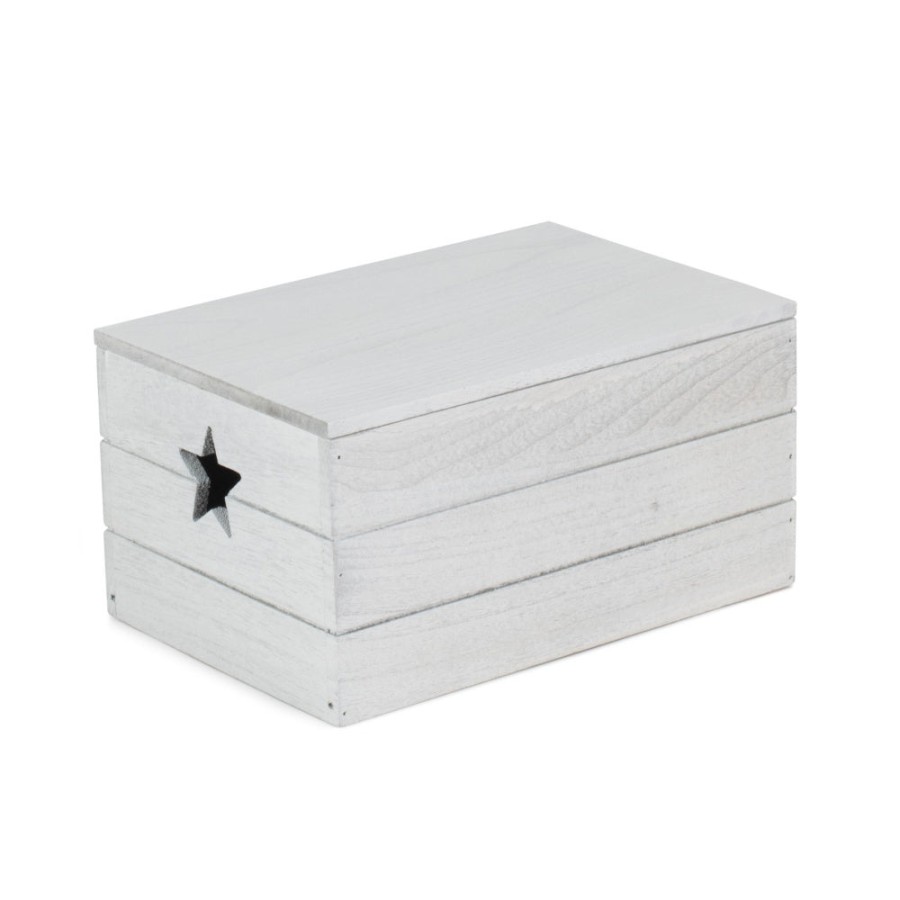 Red Hamper Wooden Vintage Effect Star Cut Out Box - Small