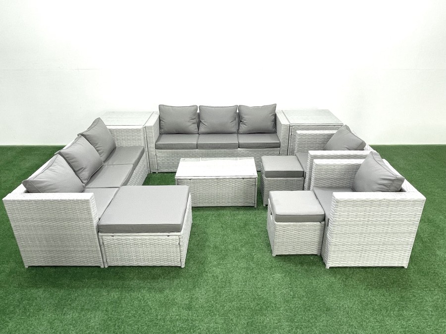 Click to view product details and reviews for Fimous Outdoor Rattan Sofa Garden Furniture Set With 2 Armchairs Oblong Coffee Table 3 Footstools 2 Side Tables Light Grey Mixed. Click to view product details and reviews for Fimous Outdoor Rattan Sofa Garden Furniture Set With 2 Armchairs Oblong Coffee Table 3 Footstools 2 Side Tables Light Grey Mixed.
